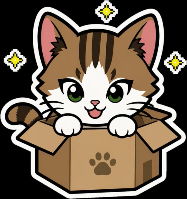 Simón asomado desde una caja de envío